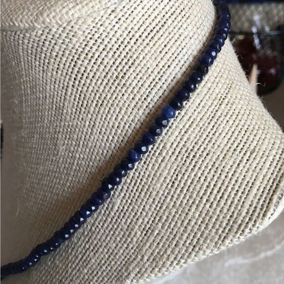 Beaded Blue Sapphire & Pink South Sea Pearl Necklace YGP 14-15g 70-75 Ctw - Picture 6 of 10